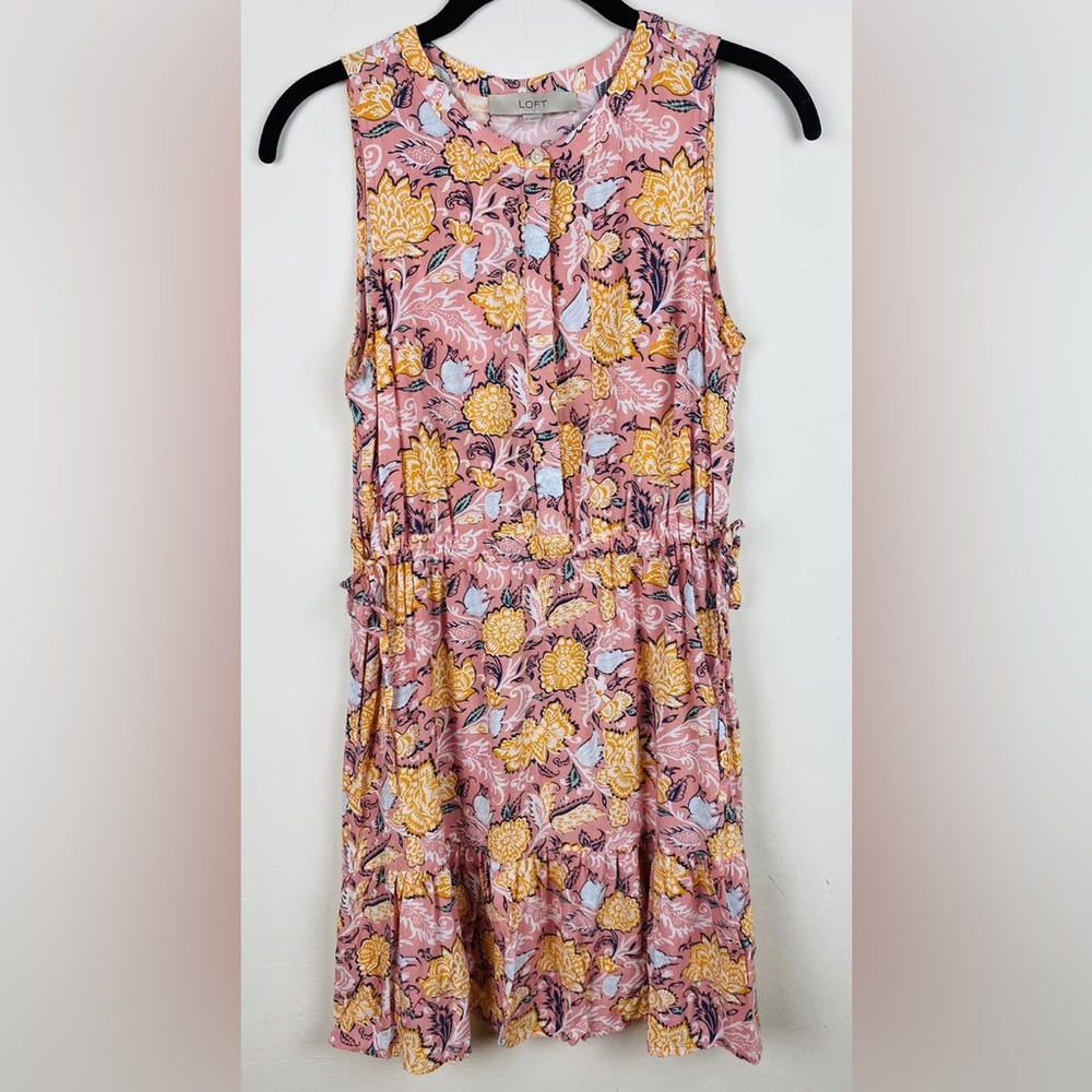 Ann Taylor Loft - Sleeveless Mini Dress in pink/orange floral print, XS